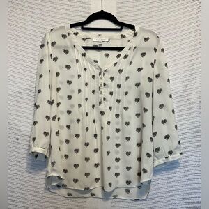 Rose & Olive Cream Pleated Blouse with Relaxed Fit